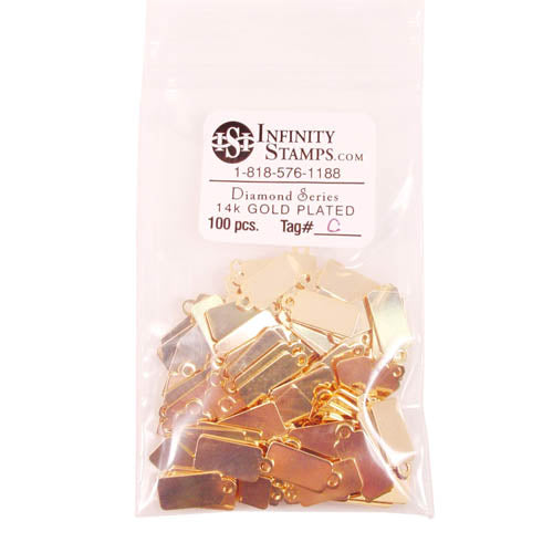 14k Gold Plated Jewelry Tag C - 100 Pack