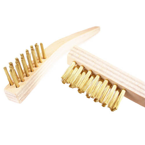 Closeup of two Brass Wire Brushes