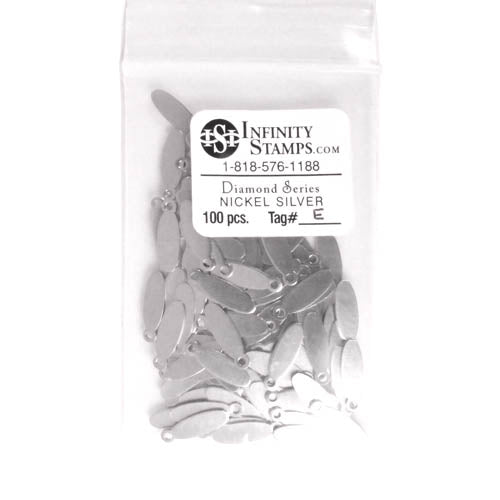 Nickel Silver Jewelry Tag E - 100 Pack