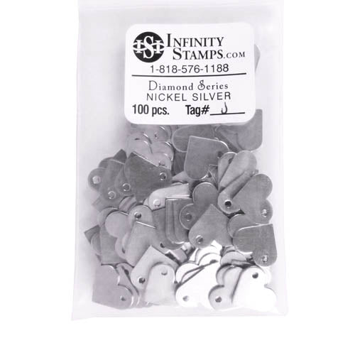 Nickel Silver Jewelry Tag J - 100 Pack
