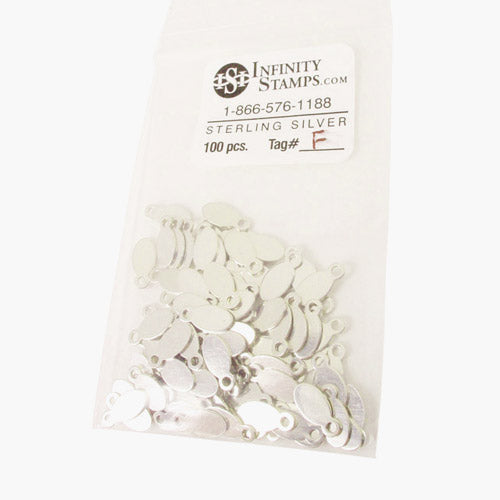 Sterling Silver Pre Printed Plastic Jewelry String Tags 100pc