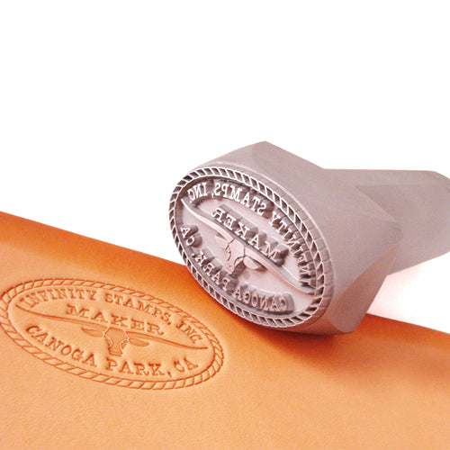 Closeup of Custom Handheld Steel Maker Stamp