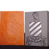 Image of Custom Leather Plate Stamp in Steel and its impression
