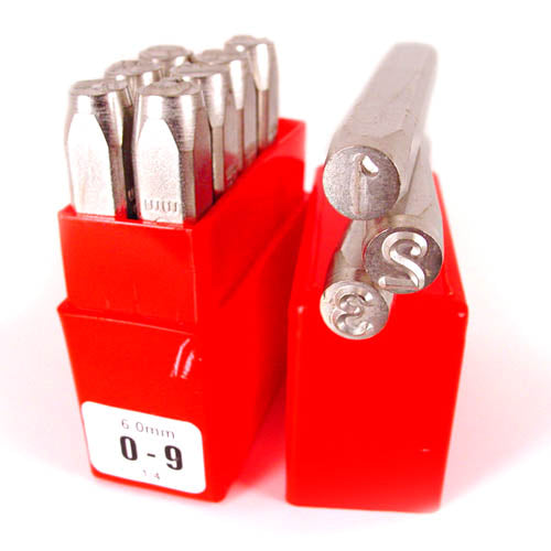 Open Box of Low Stress Round-Face Number Stamp Set