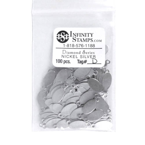 Nickel Silver Jewelry Tag D - 100 Pack